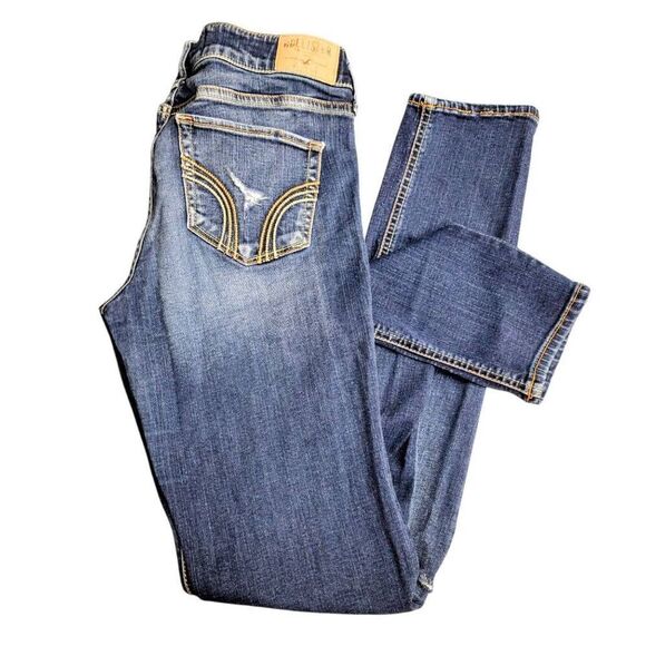 Hollister Distressed Ripped Lo Rise Skinny Stretch Blue Jeans - Picture 12 of 12